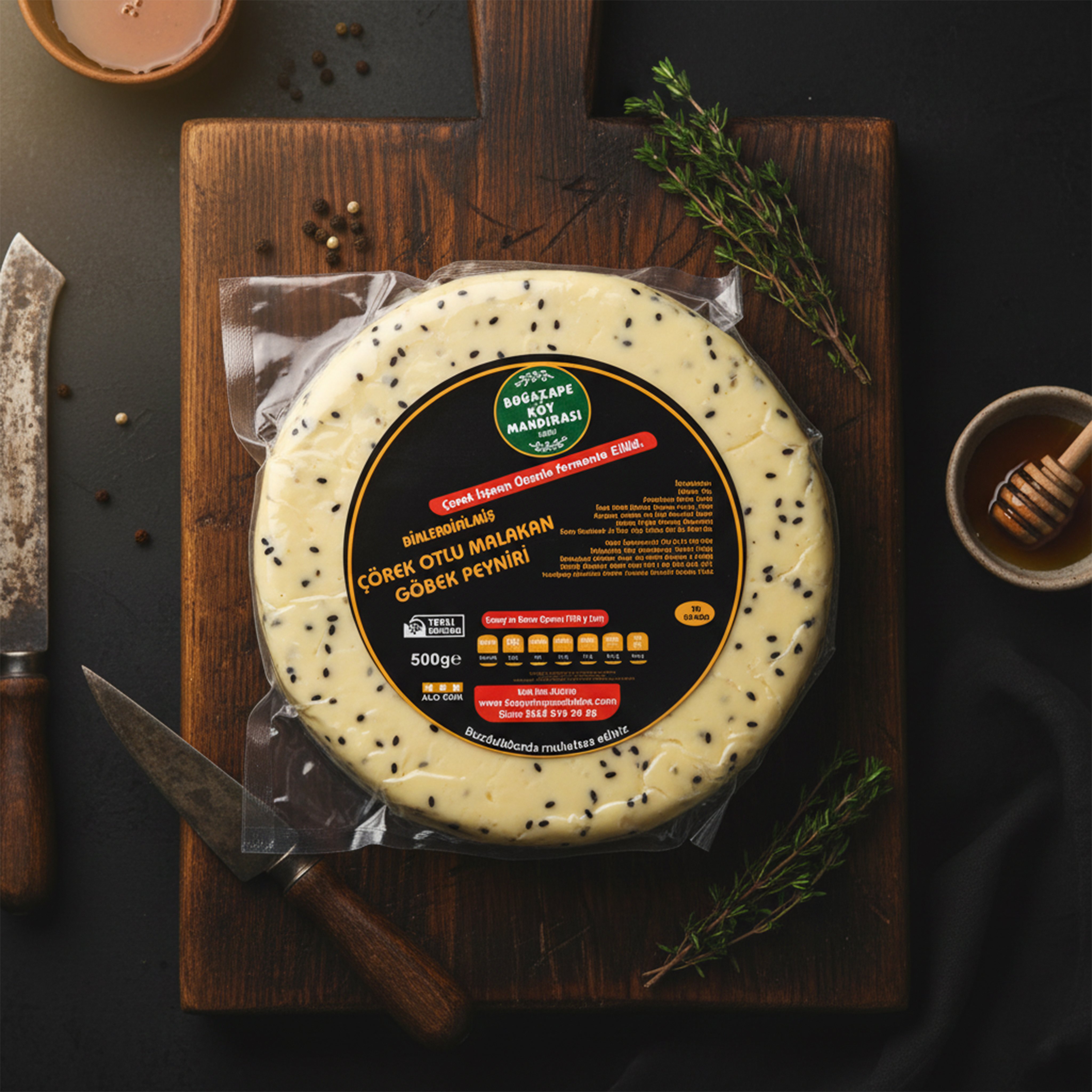 Çörek Otlu Malakan Peyniri (göbek kaşarı) 500 Gr